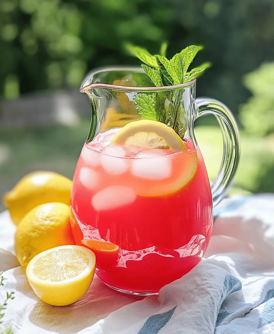 As the temperatures rise and the sun shines brightly, the allure of refreshing beverages becomes undeniable. Whether lounging by the pool, hosting a garden party, or simply seeking relief from the summer heat, nothing quenches thirst quite like a chilled drink. Among the plethora of summer beverages, lemonade stands out as a timeless classic, embraced for its bright, tart flavor and thirst-quenching properties. However, this article introduces a delightful twist on the traditional favorite: <strong>Refreshing Rhubarb Lemonade</strong>.” /></p>
</p>
<h3>How to Know When the Syrup is Ready</h3>
</p>
<p>Determining the readiness of your rhubarb syrup is crucial for achieving the perfect balance of flavors in your refreshing rhubarb lemonade. The syrup should reach a consistency similar to that of a light honey or simple syrup. To check this, use a spoon to drizzle some syrup back into the pot; it should fall in a steady stream rather than a thin drizzle. Additionally, you will notice the vibrant color of the syrup deepening as it cooks down, revealing the natural sugars from the rhubarb.</p>
</p>
<p>Another indicator of readiness is the bubbling. As the syrup simmers, it will bubble actively, and once the bubbles begin to reduce and become smaller, your syrup is likely close to being finished. Allow for a gentle simmer and keep a close eye on the texture and consistency. Once ready, remove the pot from the heat and let it cool slightly before straining.</p>
</p>
<h3>Combining the Syrup with Lemon Juice and Cold Water</h3>
</p>
<p>Once your rhubarb syrup has cooled, it’s time to transform it into a refreshing drink. Start by measuring the syrup – typically, you’ll want to use about 1 cup of syrup for every 1 cup of freshly squeezed lemon juice. Squeeze enough lemons to yield the desired amount of juice, ensuring that you remove any seeds.</p>
</p>
<p>In a large pitcher, combine the rhubarb syrup and lemon juice, stirring well to blend the flavors. Next, add cold water to the mixture. The amount of water will depend on your taste preference; for a more concentrated flavor, use about 3 cups of cold water. If you prefer a lighter drink, increase the water to around 4-5 cups. Stir thoroughly to ensure all components are well mixed, and taste the lemonade to adjust the sweetness or tartness if necessary.</p>
</p>
<h3>Tips for Achieving the Perfect Balance of Sweetness and Tartness</h3>
</p>
<p>Achieving the perfect balance between sweetness and tartness is key to a delicious rhubarb lemonade. Start with the initial ratio of syrup to lemon juice and water, but don’t hesitate to make adjustments. If the lemonade is too tart, consider adding a bit more syrup or sweetening it with a natural sweetener like honey or agave syrup.</p>
</p>
<p>Conversely, if you find the drink overly sweet, add more lemon juice or a splash of additional cold water to balance it out. This flexibility allows you to customize your drink to suit personal preferences, ensuring that every glass is refreshing and satisfying.</p>
</p>
<h3>Suggestions for Serving</h3>
</p>
<p>When it comes to serving your rhubarb lemonade, presentation is everything. Consider using clear glassware, such as mason jars or tall drinking glasses, to showcase the beautiful pink hue of the drink. Add ice cubes to keep the lemonade chilled and refreshing.</p>
</p>
<p>For garnishing, fresh herbs like mint or basil can add a lovely touch and a hint of additional flavor. You can also slice some lemon or rhubarb stalks to float on top for a visually appealing presentation. If you want to take it a step further, rim the glasses with sugar or salt for an extra special touch.</p>
</p>
<h3>Flavor Profiling</h3>
</p>
<p>Rhubarb’s inherent tartness pairs beautifully with the bright acidity of lemon juice, creating a dynamic flavor profile that is both refreshing and invigorating. The tartness of rhubarb provides a unique contrast to the sweetness of the syrup, making each sip of lemonade a complex and enjoyable experience.</p>
</p>
<p>If you wish to adjust the flavors further, consider experimenting with adding other fruits, such as strawberries or raspberries, to create a mixed berry rhubarb lemonade. This will not only add to the flavor but will also create a beautiful color gradient in your drink.</p>
</p>
<h3>Pairing Rhubarb Lemonade with Foods</h3>
</p>
<p>Rhubarb lemonade makes an excellent accompaniment to a variety of dishes. Its refreshing nature complements light salads, especially those featuring citrus or vinaigrette dressings. Grilled meats, such as chicken or fish, also pair well, as the acidity in the lemonade enhances the flavors of the grilled items.</p>
</p>
<p>For a fun gathering, consider serving your rhubarb lemonade alongside a charcuterie board featuring soft cheeses, crackers, and fresh fruits. This combination will elevate your meal experience and impress your guests with thoughtful pairings.</p>
</p>
<h3>Storage and Serving Suggestions</h3>
</p>
<p>Once you’ve prepared your rhubarb lemonade, you may have some leftovers. To store it properly, pour the lemonade into a clean glass container or pitcher and keep it in the refrigerator. It’s best enjoyed within 3-4 days, although the flavor may intensify over time due to the syrup settling.</p>
</p>
<p>If you plan on serving rhubarb lemonade at gatherings or picnics, consider pre-mixing a large batch and keeping it chilled in a cooler or insulated beverage dispenser. This will ensure your guests enjoy refreshing drinks throughout the event without the hassle of preparation during the gathering.</p>
</p>
<h3>Nutritional Information</h3>
</p>
<p>Homemade rhubarb lemonade is not only delicious but can also be quite healthy. A typical serving (about 8 ounces) contains approximately 70-80 calories, depending on the amount of syrup used. It offers a good dose of vitamin C from the lemon juice and contains beneficial antioxidants from rhubarb.</p>
</p>
<p>When compared to commercial lemonade options, homemade rhubarb lemonade often contains less sugar and no artificial additives, making it a healthier choice. By controlling the ingredients, you can reduce the calorie count and enhance the nutritional profile of your drink.</p>
</p>
<h3>Conclusion</h3>
</p>
<p>Rhubarb lemonade is a wonderfully refreshing beverage that’s easy to prepare and bursting with flavor. Its unique tartness and sweetness make it a perfect choice for hot summer days or social gatherings. By exploring homemade beverage options using seasonal ingredients, you can create delightful drinks that bring joy to your table and to those you share them with.</p>
</p>
<p>So, next time you’re looking for a refreshing drink, consider whipping up a batch of rhubarb lemonade and enjoy the satisfaction of crafting something delicious and homemade. Cheers to the joy of creating and sharing delightful drinks during the summer season!</p>
<div id=