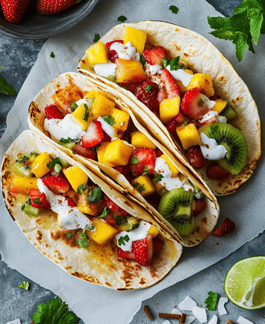 To create the perfect Fruit Fiesta Tacos, it's important to understand the role of each ingredient in the dish. From the tortillas that serve as the base to the vibrant fruits that provide flavor, each component is carefully selected to enhance the overall experience.