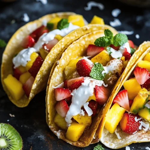 To create the perfect Fruit Fiesta Tacos, it's important to understand the role of each ingredient in the dish. From the tortillas that serve as the base to the vibrant fruits that provide flavor, each component is carefully selected to enhance the overall experience.