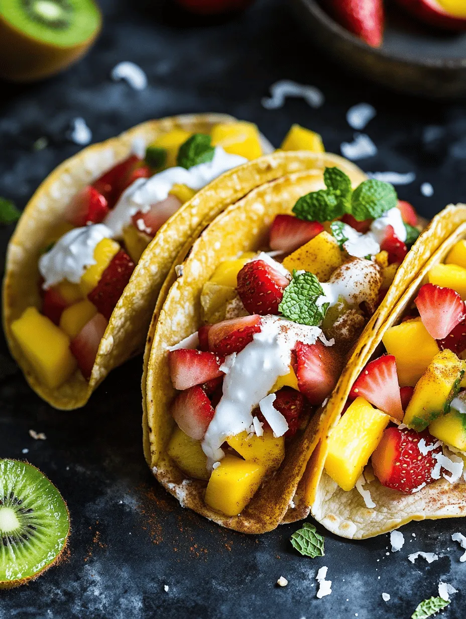 To create the perfect Fruit Fiesta Tacos, it's important to understand the role of each ingredient in the dish. From the tortillas that serve as the base to the vibrant fruits that provide flavor, each component is carefully selected to enhance the overall experience.
