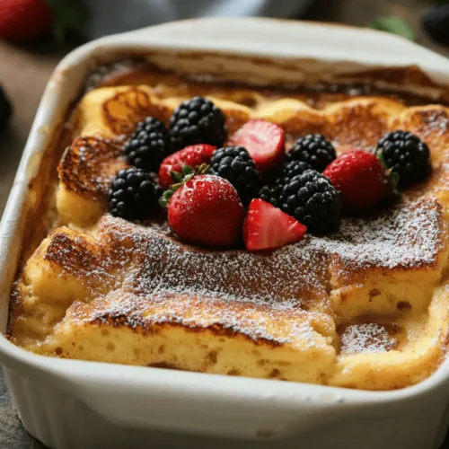 In the realm of breakfast delights, Overnight French Toast Casserole stands out as a crowd-pleaser, merging the comforting flavors of traditional French toast with the convenience of a make-ahead dish. Imagine waking up to the enticing aroma of cinnamon and vanilla wafting through your kitchen, with a warm, gooey casserole beckoning from the oven. This recipe is perfect for busy mornings, brunch gatherings, or holiday celebrations, allowing you to savor the rich, custardy goodness of challah or brioche bread without the fuss of cooking each slice individually.