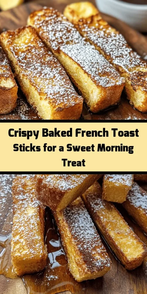 Indulge in the delightful taste of Baked French Toast Sticks! Perfect for breakfast or brunch, this easy recipe features thick slices of brioche or challah bread soaked in a creamy egg mixture with cinnamon and vanilla. Baked to golden perfection, these sticks are crispy on the outside and soft on the inside. Serve warm with a drizzle of maple syrup and a sprinkle of powdered sugar for a sweet treat that everyone will love. Perfect for dipping and sharing!