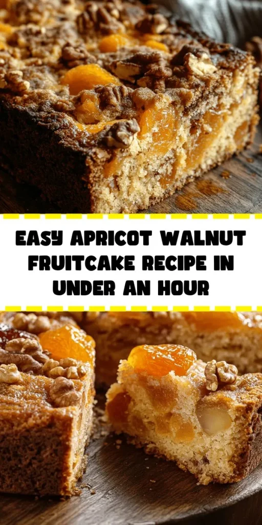 Add a touch of sweetness to your day with this Quick & Easy Apricot and Walnut Fruitcake! Packed with dried apricots, walnuts, and a mix of fruity goodness, this cake is perfect for any occasion. With simple ingredients like honey, eggs, and a hint of orange zest, it's both delicious and easy to make. Bake it up in just 50 minutes and enjoy it as a delightful dessert or a satisfying snack. Your taste buds will thank you!