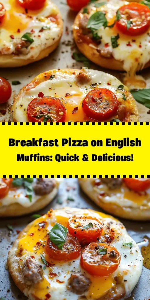 Start your day with a tasty twist on breakfast with these English Muffin Breakfast Pizzas! Made with English muffins, fluffy scrambled eggs, savory turkey sausage, fresh cherry tomatoes, and rich mozzarella cheese, this recipe is both easy and satisfying. Simply layer your ingredients and bake for a delightful brunch treat in just 30 minutes. Top with fresh basil and a sprinkle of red pepper flakes for a little heat. Perfect for busy mornings or leisurely weekends!