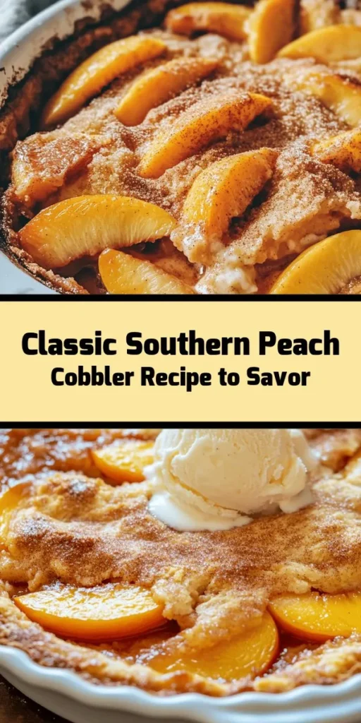 Savor the taste of Southern tradition with this delicious Classic Peach Cobbler recipe! Made with fresh, juicy peaches and a buttery, flavorful batter, this dessert is perfect for any occasion. It's easy to prepare, requiring just 20 minutes of prep time. Bake until golden and bubbly, then serve warm with a scoop of ice cream for the ultimate treat. Gather your ingredients, and let the sweet aromas fill your kitchen! Enjoy this delightful dessert that’s sure to impress.