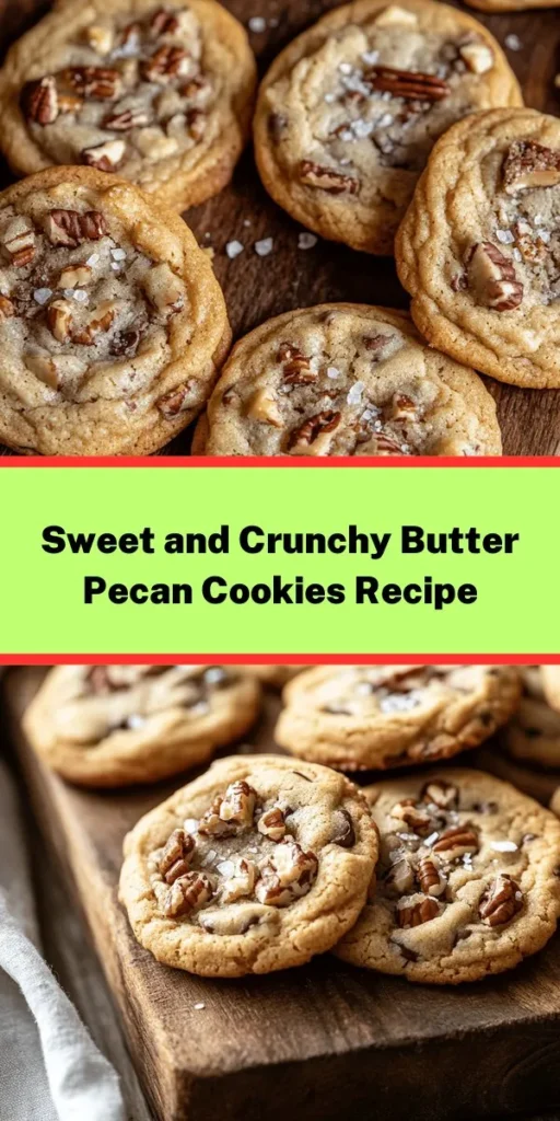 Indulge in the delightful flavors of Sweet & Crunchy Butter Pecan Cookies! These delicious treats, made with creamy butter, rich brown sugar, and toasted pecans, are perfect for any occasion. The optional chocolate chips add an extra touch of sweetness, and a sprinkle of sea salt elevates every bite. With just 15 minutes of prep and 10-12 minutes in the oven, you'll have 24 irresistible cookies ready to enjoy with a glass of milk!