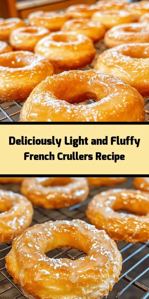 Indulge in the delightful taste of Heavenly French Crullers! These airy, light donuts are made with a simple dough of water, butter, and eggs, then fried to golden perfection. With a smooth vanilla glaze that adds the perfect touch of sweetness, these crullers are sure to impress. Prepare them for breakfast or as a sweet treat any time of day. Follow this easy recipe to bring a little French flair to your kitchen! Enjoy every bite!