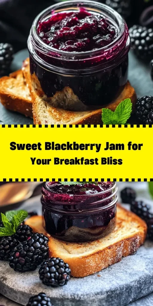Try this easy recipe for Sweet & Tangy Blackberry Bliss Jam! With just fresh blackberries, lemon juice, sugar, and a touch of vanilla, you can create a delicious jam bursting with flavor. In under 30 minutes, you'll have a homemade treat perfect for toast, yogurt, or desserts. Follow the simple steps to mash, cook, and jar your jam. Enjoy the delightful taste of summer in every bite! Perfect for gifts or your breakfast table!