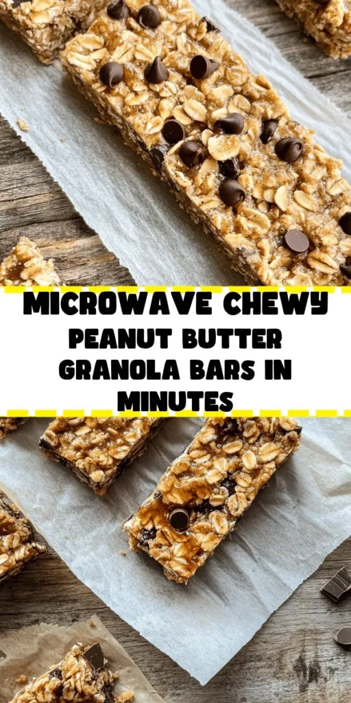 Looking for a quick and easy snack? Try these Easiest Microwave Chewy Peanut Butter Granola Bars! Perfect for busy days, this simple recipe combines rolled oats, peanut butter, honey, and optional chocolate chips for a delicious treat. With just a few minutes in the microwave, you can whip up a batch in no time. Enjoy them as a pre-workout boost, breakfast on the go, or a sweet afternoon pick-me-up. Store them for a week and savor the goodness!