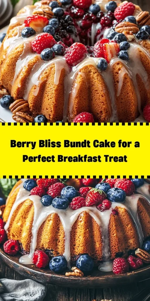 Start your morning off right with this delicious Bundt Cake Breakfast Bliss! This easy recipe combines the warmth of spices with fresh mixed berries and crunchy pecans for a delightful treat. With a drizzle of tangy lemon glaze, this cake is perfect for brunch or a cozy coffee break. Whip it up in just over an hour and serve it warm or at room temperature. Treat yourself and your loved ones to this scrumptious delight!