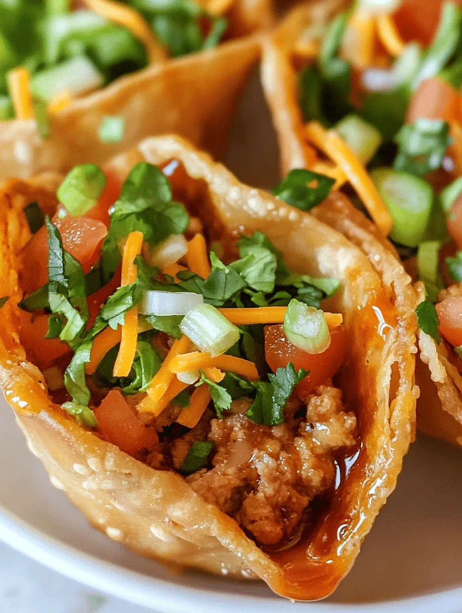 The creation of Chicken Wonton Tacos is a beautiful example of culinary fusion, where Asian and American cuisines blend seamlessly. Wontons, which originated in China, are traditionally dumplings filled with a variety of ingredients, including meats, vegetables, and spices. They have been a staple in Asian cuisine for centuries. The introduction of wonton tacos into American restaurants marks a significant shift in how these traditional ingredients are served. By taking the classic wonton and transforming it into a taco shell, chefs have created a unique dish that appeals to a broader audience.