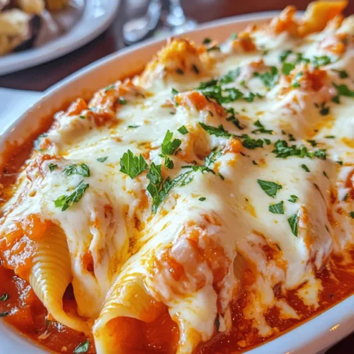 Ocean's Bounty Stuffed Shells is a delectable seafood dish that promises to impress even the most discerning palates. This recipe artfully combines the rich flavors of fresh seafood, creamy cheeses, and a savory marinara sauce, making it an ideal choice for family dinners or special gatherings. The large pasta shells provide a perfect vessel for the luscious filling, ensuring each bite delivers a delightful blend of textures and tastes. With a harmonious balance of sweet shrimp, succulent crab meat, and the comforting embrace of cheeses, this dish stands out as a true masterpiece in any culinary repertoire.