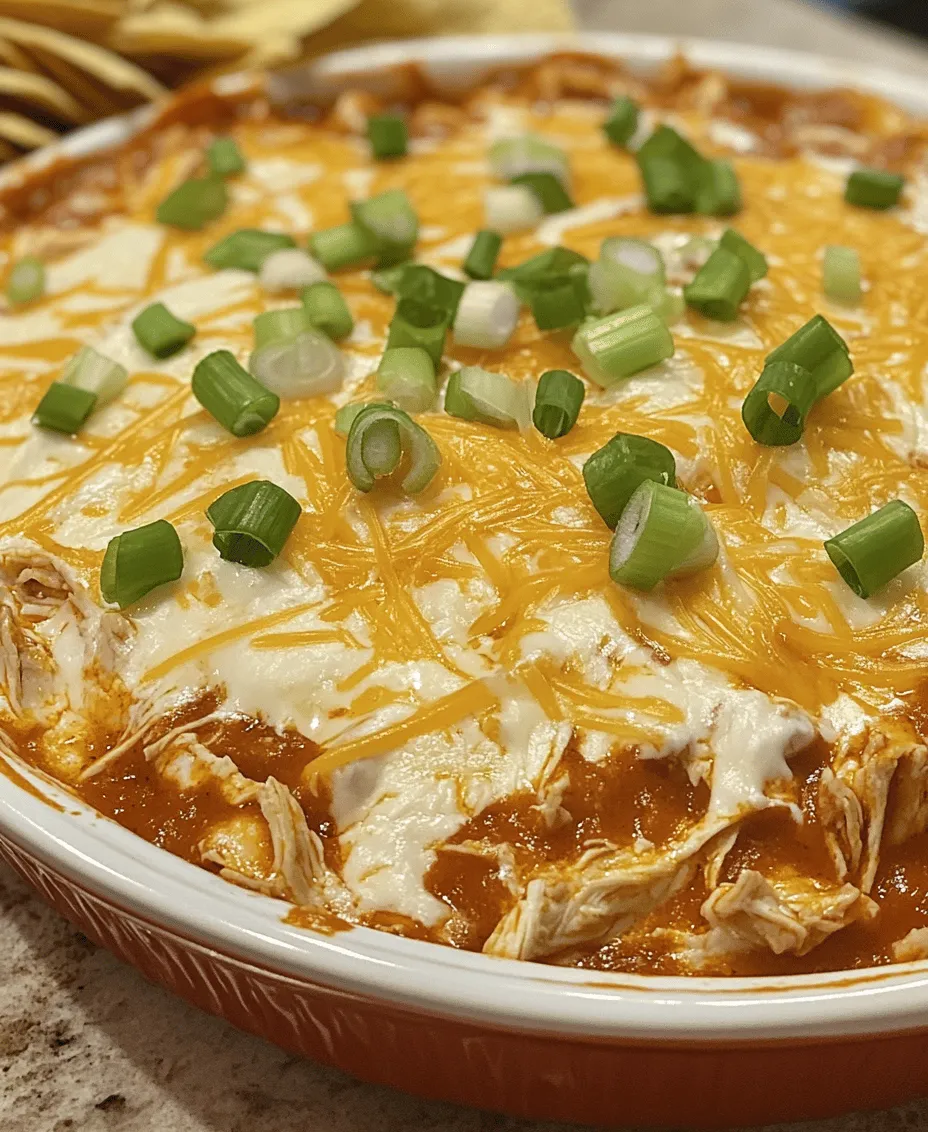 Dips have become a staple at gatherings, parties, and casual get-togethers, serving as the perfect accompaniment for a variety of snacks. They are not only easy to prepare but also cater to diverse palates, making them a favorite for entertaining. Among the myriad of dip options, <strong>Spicy Buffalo Bliss Dip</strong> stands out as a delightful choice, combining the bold flavors of buffalo sauce with creamy, cheesy goodness. This dip is not just a dish; it’s an experience that tantalizes the taste buds, making it a must-have at your next event.” /></p>
</p>
<h3>Topping and Baking</h3>
</p>
<p>The finishing touch to your Spicy Buffalo Bliss Dip lies in the topping and baking process. For this dip, cheese is not just an ingredient; it’s the crowning glory that elevates the entire dish. When you sprinkle a generous layer of shredded cheese on top—be it a blend of cheddar, mozzarella, or even a sprinkle of blue cheese for an authentic Buffalo flavor—you set the stage for a mouthwatering experience.</p>
</p>
<p>As the dip bakes in the oven, the cheese melts into a gooey, rich layer, creating a delightful contrast to the creamy base underneath. The key to achieving that perfect golden-brown top is monitoring the baking time and temperature. Bake your dip at 350°F (175°C) for about 20-25 minutes, or until the cheese is bubbly and slightly browned. This not only enhances the dip’s flavor but also adds a pleasing texture that will have your guests reaching for more.</p>
</p>
<h3>Garnishing</h3>
</p>
<p>Once your dip is out of the oven, garnishing is the final step that can transform your dish from simple to stunning. Fresh herbs like chopped green onions or cilantro add a pop of color and freshness, while a drizzle of ranch or blue cheese dressing can enhance both the flavor and presentation. A sprinkle of crushed red pepper flakes not only adds visual appeal but also hints at the heat within the dip.</p>
</p>
<p>Consider garnishing right before serving to maintain the freshness of the herbs and the integrity of the toppings. This small effort in presentation can make a big difference, turning your Spicy Buffalo Bliss Dip into a visually appealing centerpiece for any gathering.</p>
</p>
<h3>Serving Suggestions</h3>
</p>
<h4>Best Practices for Serving</h4>
</p>
<p>Serving your Spicy Buffalo Bliss Dip at the right temperature is crucial for maximizing its flavor and texture. Ideally, the dip should be served hot, just after it comes out of the oven. If you need to prepare it in advance, consider keeping it warm in a slow cooker on low heat, which can help maintain its melty goodness.</p>
</p>
<p>For a beautiful presentation, serve the dip in the baking dish itself, or transfer it to an attractive serving bowl if desired. Pair it with a variety of serving utensils, like a sturdy spoon for scooping and a couple of small bowls for the dippers—this will facilitate a more enjoyable experience for your guests.</p>
</p>
<h4>Pairing Suggestions</h4>
</p>
<p>To enhance the experience of enjoying your Spicy Buffalo Bliss Dip, consider pairing it with complementary drinks and sides. Classic options include crisp celery sticks and carrot sticks, which not only provide a refreshing crunch but also help balance the dip’s richness.</p>
</p>
<p>For drinks, consider offering chilled beers, which can cut through the heat and richness of the dip. A light lager or a hoppy IPA works well, as do refreshing cocktails like a classic margarita or a spicy Bloody Mary. Non-alcoholic options like iced tea or sparkling water with lime also complement the flavors beautifully.</p>
</p>
<h4>Portion Control</h4>
</p>
<p>When serving a crowd, it’s essential to think about portion sizes. A good rule of thumb is to allocate about 1/4 to 1/2 cup of dip per person, especially if you have other appetizers available. For larger gatherings, consider providing smaller serving bowls or cups alongside the main dish to encourage guests to sample without overindulging.</p>
</p>
<p>If you’re hosting an event where you anticipate a high demand for snacks, consider doubling the recipe or providing additional dips to ensure everyone has enough to enjoy.</p>
</p>
<h3>Nutritional Information</h3>
</p>
<p>Understanding the nutritional profile of your Spicy Buffalo Bliss Dip can help you enjoy it while keeping your dietary goals in mind. For a standard serving size of approximately 1/4 cup, you can expect the following breakdown:</p>
</p>
<p>– <strong>Calories</strong>: 250-300</p>
<p>– <strong>Fat</strong>: 20g</p>
<p>– <strong>Carbohydrates</strong>: 10g</p>
<p>– <strong>Protein</strong>: 8g</p>
</p>
<p>While this dip is indulgent, it can be balanced with smart choices. If you’re looking to lighten it up, consider using low-fat cream cheese and Greek yogurt instead of their full-fat counterparts. Additionally, you can substitute shredded cheese with a reduced-fat option without sacrificing too much flavor.</p>
</p>
<h3>Variations of Spicy Buffalo Bliss Dip</h3>
</p>
<h4>Vegetarian Alternatives</h4>
</p>
<p>For those who prefer a meat-free version of the Spicy Buffalo Bliss Dip, it’s easy to adapt the recipe. Simply replace the shredded chicken with a mixture of sautéed vegetables such as bell peppers, mushrooms, or even cauliflower. This not only retains the dip’s creamy texture but also allows you to pack in additional nutrients.</p>
</p>
<h4>Heat Adjustments</h4>
</p>
<p>Not everyone enjoys the same heat level, so customizing the spice intensity can make your dip appealing to all palates. If you prefer a milder flavor, reduce the amount of hot sauce used or opt for a milder variety. Conversely, for those who crave extra heat, consider adding finely chopped jalapeños or a pinch of cayenne pepper for an extra kick.</p>
</p>
<h4>Additional Flavor Add-ins</h4>
</p>
<p>To make your Spicy Buffalo Bliss Dip even more exciting, consider adding ingredients like minced garlic, diced jalapeños, or fresh herbs such as parsley or dill. Each of these additions can bring a new flavor dimension that enhances the overall experience. Mixing in some crumbled blue cheese can also intensify the Buffalo flavor profile, making it a delightful treat for fans of bold tastes.</p>
</p>
<h3>Conclusion</h3>
</p>
<p>The Spicy Buffalo Bliss Dip is not just a dip; it’s a celebration of flavor, perfect for any gathering or cozy night in. Its versatility allows for endless customization, whether you’re catering to specific dietary needs or simply looking to add a personal touch. As you prepare this dish, remember that food is not just about sustenance; it’s about creating memories with friends and family.</p>
</p>
<p>So, gather your ingredients, fire up the oven, and get ready to impress. Whether it’s game day, a festive gathering, or a casual get-together, this dip is sure to be the star of the show. Share the joy of delicious food and enjoy the blissful flavors of this crowd-pleasing recipe. Indulge in the experience, and don’t forget to savor each moment spent with those you love.</p>
<div id=