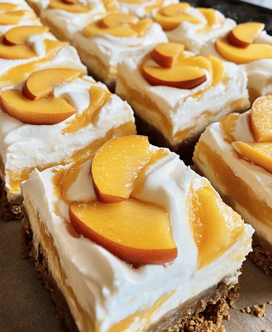 If you're in search of a dessert that perfectly marries the rich creaminess of cheesecake with the sweet, juicy flavor of fresh peaches, look no further than Peaches and Cream Cheesecake Bars. This delightful treat captures the essence of summer, showcasing ripe peaches in a luscious cheesecake filling atop a buttery graham cracker crust. The appeal of this dessert lies not only in its mouthwatering taste but also in its stunning presentation and ease of preparation, making it a favorite among home bakers and dessert enthusiasts alike.