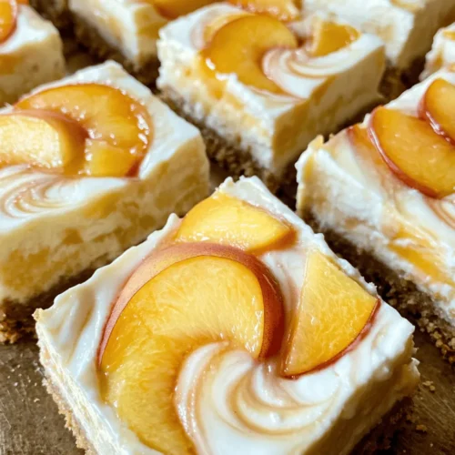If you're in search of a dessert that perfectly marries the rich creaminess of cheesecake with the sweet, juicy flavor of fresh peaches, look no further than Peaches and Cream Cheesecake Bars. This delightful treat captures the essence of summer, showcasing ripe peaches in a luscious cheesecake filling atop a buttery graham cracker crust. The appeal of this dessert lies not only in its mouthwatering taste but also in its stunning presentation and ease of preparation, making it a favorite among home bakers and dessert enthusiasts alike.