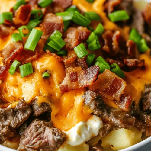 Crockpot meals have a special place in the hearts of home cooks, offering convenience without sacrificing flavor. The beauty of a crockpot lies in its ability to transform simple ingredients into mouthwatering, hearty dishes with minimal effort. One standout recipe that exemplifies this magic is the Loaded Steak and Potato Bake. This dish combines tender steak with creamy potatoes, topped with a delightful medley of garnishes, making it a comforting one-pot wonder that is sure to please the whole family.