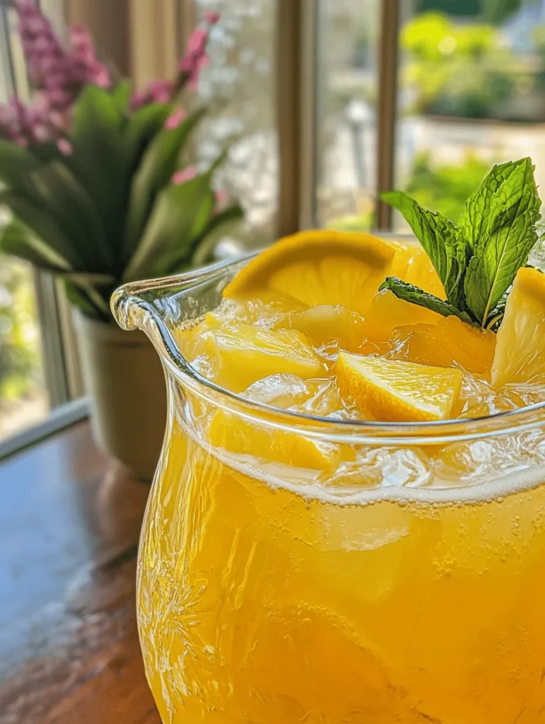 As the sun beats down and temperatures soar, nothing quite hits the spot like a refreshing beverage. Enter Tropical Zest Pineapple Lemonade Punch, a vibrant and thirst-quenching drink that encapsulates the essence of a tropical paradise. This punch is not only a delightful treat for your taste buds but also a visual feast, boasting bright yellows and greens that invoke feelings of summer bliss. Whether you're hosting a backyard barbecue, a pool party, or simply looking to cool off on a hot afternoon, this punch is sure to impress friends and family alike.