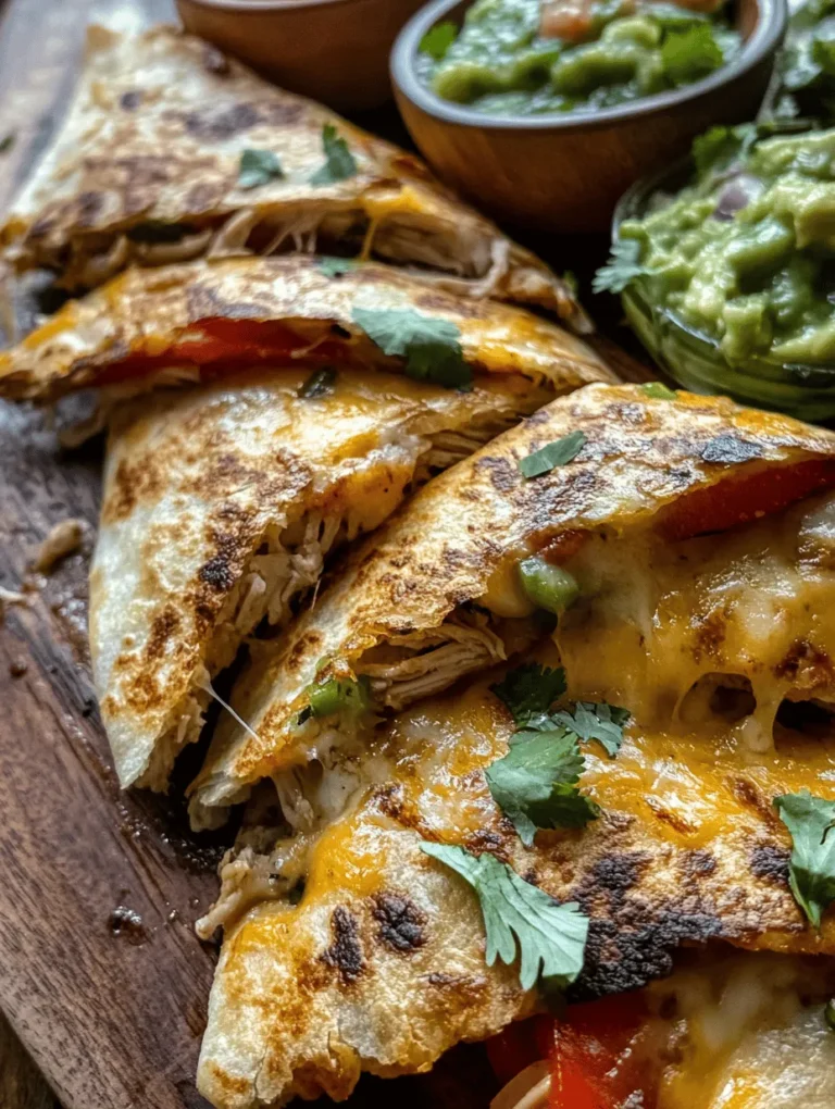 Quesadillas have carved out a permanent place in the hearts and culinary practices of many cultures, particularly in Mexican cuisine. This delightful dish, characterized by its crispy tortillas and melty fillings, has evolved into countless variations, each reflecting regional flavors and personal preferences. Among these, the *Crispy Cheesy Chicken Quesadilla* stands out as a fan-favorite, celebrated for its simplicity and mouthwatering taste.
