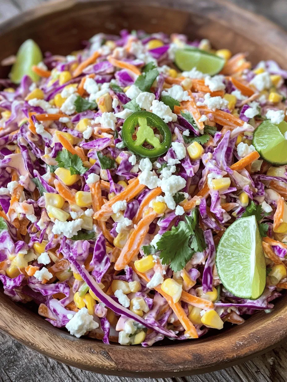 To create a delicious Mexican Street Corn Coleslaw, we will rely on a handful of key ingredients that bring both texture and flavor to the dish. Each component plays a vital role, contributing to the overall taste and health benefits of the coleslaw. Let's take a closer look at what makes this dish so special.