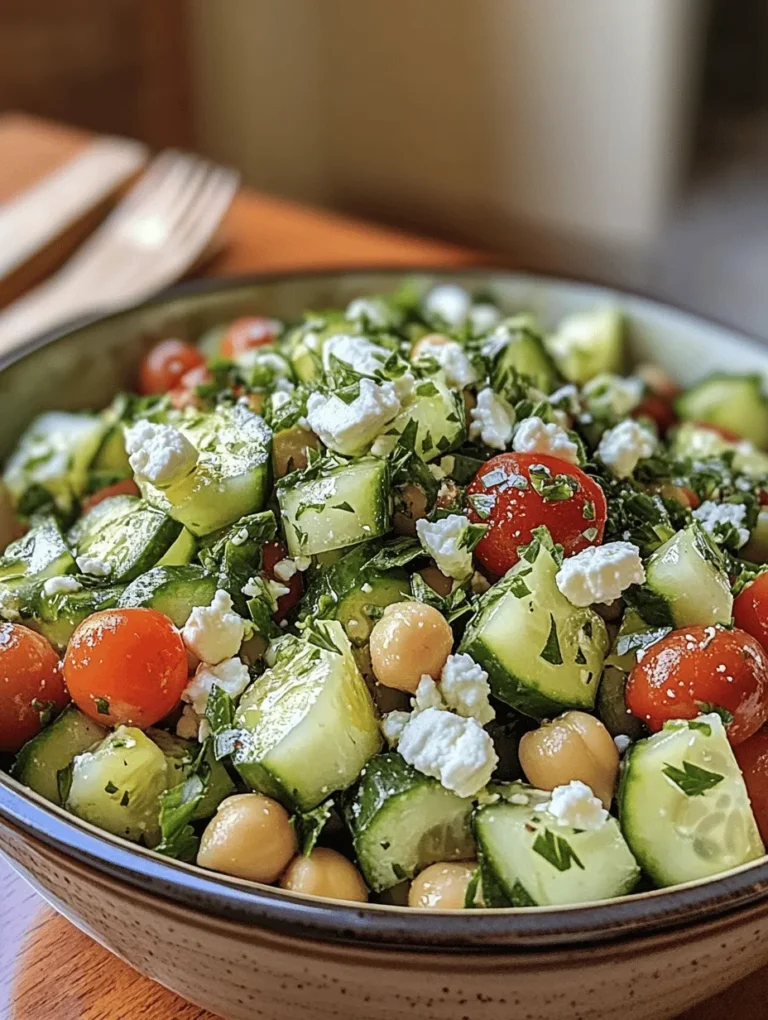 In the pursuit of healthier eating habits, fresh salads often take center stage. One such delightful dish is the Refreshing Chickpea Cucumber Salad with Feta & Tomatoes. This vibrant salad not only bursts with flavor but is also packed with nutrients, making it the perfect choice for a light lunch or a side dish at dinner. Whether you are looking for a quick meal option or a nourishing accompaniment to your main course, this salad fits the bill perfectly.
