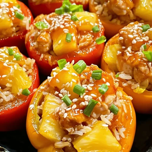 If you're on the lookout for a dish that combines vibrant flavors with a nutritional punch, look no further than Teriyaki Pineapple Chicken & Rice Stuffed Peppers. This delightful recipe is not only visually stunning but also remarkably satisfying. Imagine colorful bell peppers brimming with tender chicken, sweet pineapple, and fluffy jasmine rice, all enveloped in a rich teriyaki glaze. The fusion of flavors—from the savory to the sweet—creates a dish that's perfect for a family dinner, meal prep, or even a special occasion.