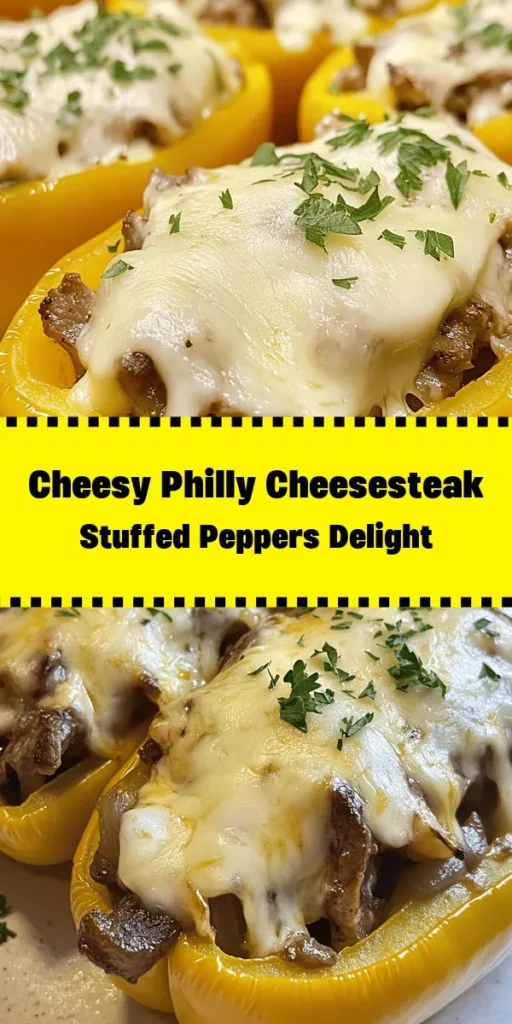 Spice up your dinner routine with these Philly Cheesesteak Loaded Stuffed Peppers! Bursting with flavor, these vibrant bell peppers are filled with a mouthwatering mixture of flank steak, creamy cheese, sautéed onions, and optional mushrooms. Baked to perfection, they're topped with gooey provolone for an irresistible finish. Perfect for a hearty meal, this easy recipe will impress your family and friends. Try them tonight for a delicious twist on a classic favorite!