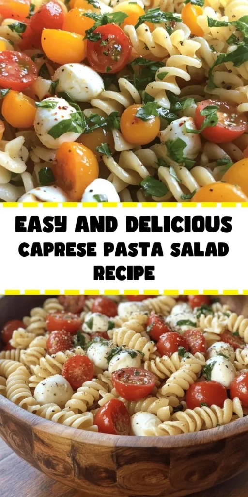 Enjoy a burst of flavor with this Easy Caprese Pasta Salad! Featuring rotini or fusilli pasta, juicy cherry tomatoes, creamy mozzarella, and fresh basil, this dish is perfect for any occasion. Drizzled with a simple balsamic dressing, it's quick to prepare and can be served warm or chilled. Ready in just 30 minutes, it makes a light lunch or a delightful side at your next gathering. Try adding a pinch of red pepper flakes for a little kick!