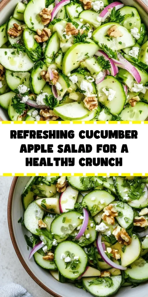 Refresh your table with this Crunchy Cucumber and Apple Salad! This delightful recipe combines diced cucumbers, crisp apples, and vibrant red onion, topped with walnuts and parsley for crunch. Drizzled with a simple dressing of olive oil, apple cider vinegar, and honey, it’s bursting with flavor. Perfect as a side dish or a light lunch, this salad is easy to make and ready in just 25 minutes. Enjoy it chilled or at room temperature!