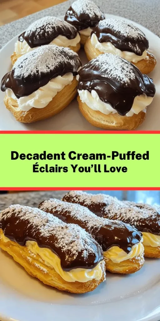 Indulge in the delightful world of homemade éclairs with this easy recipe! These delicious cream-puffed éclairs feature a light and airy choux pastry filled with silky pastry cream and topped with rich chocolate ganache. Perfect for any occasion, they’re sure to impress family and friends. With a prep time of just 30 minutes, you can enjoy these decadent treats in no time. Bring a taste of French patisserie to your kitchen today!