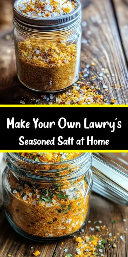 Elevate your cooking with this easy homemade Lawry's seasoned salt! Made from a perfect blend of kosher salt, granulated sugar, garlic powder, onion powder, and a hint of cayenne pepper, this recipe provides a flavorful kick to any dish. Simply mix your ingredients, let them meld for an hour, and store in an airtight container. In just 10 minutes, you'll have a delicious seasoning perfect for meats, veggies, or popcorn. Easy and delicious!