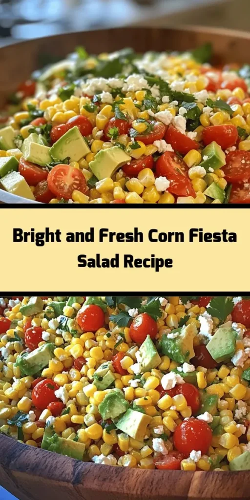 Brighten your meals with this vibrant Sunshine Corn Fiesta Salad! Made with fresh corn, juicy cherry tomatoes, and creamy avocado, this salad bursts with flavor and color. Tossed in a zesty lime dressing and topped with optional feta cheese, it's perfect for gatherings or as a refreshing side dish. Easy to prepare in just 30 minutes, this delightful salad is sure to be a hit at your next picnic or barbecue. Enjoy the taste of sunshine in every bite!