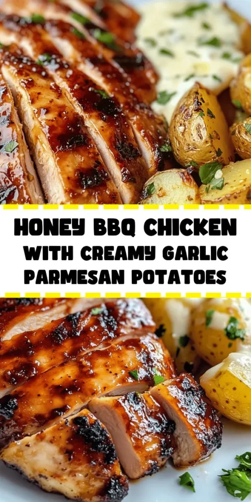 Indulge in this delicious High Protein Honey BBQ Chicken paired with Creamy Garlic Parmesan Potatoes! Perfect for a family dinner, this recipe features tender grilled chicken marinated in a sweet and tangy honey BBQ sauce, served alongside creamy, cheesy potatoes infused with garlic and thyme. It's a satisfying meal that's not only packed with protein but also full of flavor. Get ready to impress your taste buds in just an hour!
