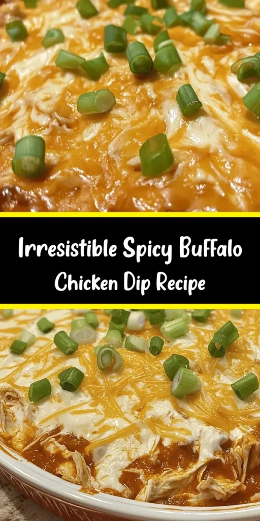 Get ready to elevate your snack game with this Spicy Buffalo Bliss Dip! Perfect for game day or any gathering, this creamy dip combines shredded chicken, spicy Buffalo sauce, and a blend of cheeses for a flavor explosion. Top it off with fresh green onions, and serve with tortilla chips or veggies for a crowd-pleasing treat. Boost the heat to your liking and get ready to dig in. Perfect for sharing—if you can resist the urge to keep it all to yourself!