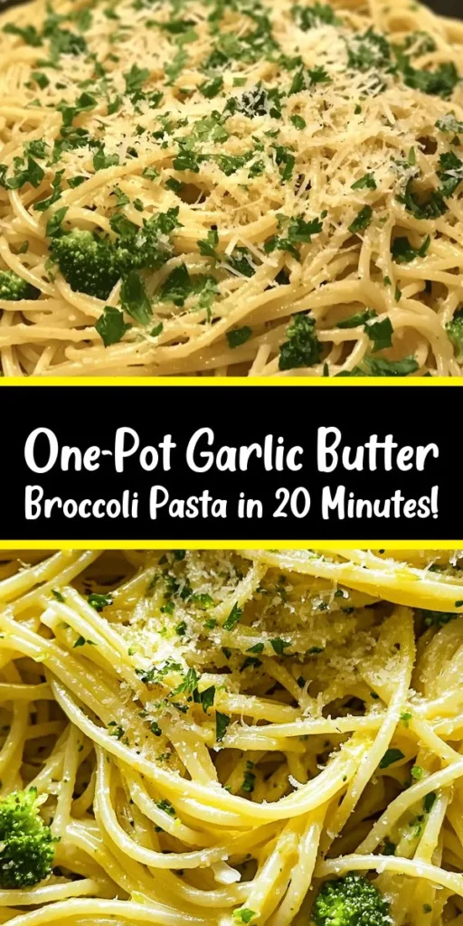Make mealtime a breeze with this Easy One-Pot Garlic Butter Broccoli Pasta! In just 20 minutes, you can whip up a delicious dish featuring tender pasta and vibrant broccoli, all cooked in a flavorful garlic butter broth. With a hint of red pepper flakes and a sprinkle of Parmesan, this recipe is packed with taste! Perfect for a weeknight dinner or a quick lunch, it’s simple to prepare and a crowd-pleaser. Don’t forget the parsley for a fresh touch!