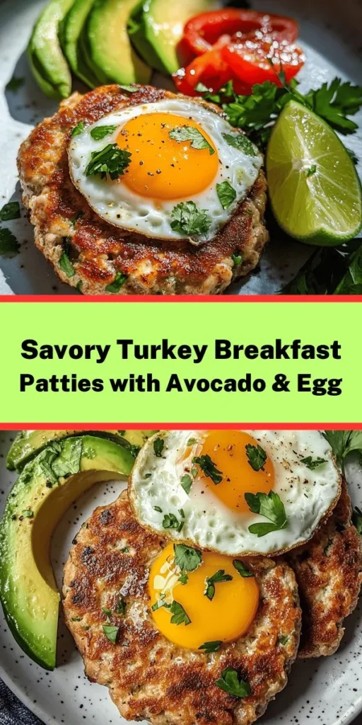 Start your day off right with these delicious Turkey Breakfast Patties topped with creamy avocado and a perfectly cooked egg! Packed with flavor from garlic, oregano, and Parmesan, these savory patties are easy to make and healthy too. Just combine ground turkey, breadcrumbs, and spices, then pan-fry to golden perfection. Serve with smashed avocado, a sunny-side-up egg, a squeeze of lime, and a splash of hot sauce for a breakfast you'll love!