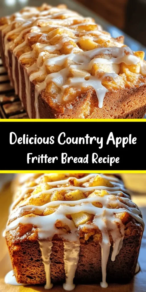 Indulge in the cozy flavors of Country Apple Fritter Bread! This delightful recipe combines tender apples, warm spices, and a sweet glaze for a perfect treat any time of day. In just 15 minutes of prep, you can enjoy a delicious homemade loaf that fills your kitchen with irresistible aromas. Perfect for breakfast, dessert, or a snack, this bread is sure to be a family favorite. Slice, drizzle, and savor each bite as you enjoy a taste of comfort.