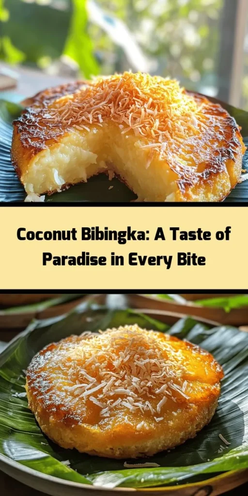 Indulge in the sweetness of Heavenly Coconut Bibingka, a delightful Filipino dessert! This easy recipe combines rice flour, coconut milk, and fresh or desiccated coconut for a moist and fluffy treat. Optional savory ingredients like cheese and salted eggs add an extra twist. Perfect for celebrations or cozy gatherings, this bibingka is baked until golden and brushed with butter for a glossy finish. Serve it warm for a delicious experience everyone will love!