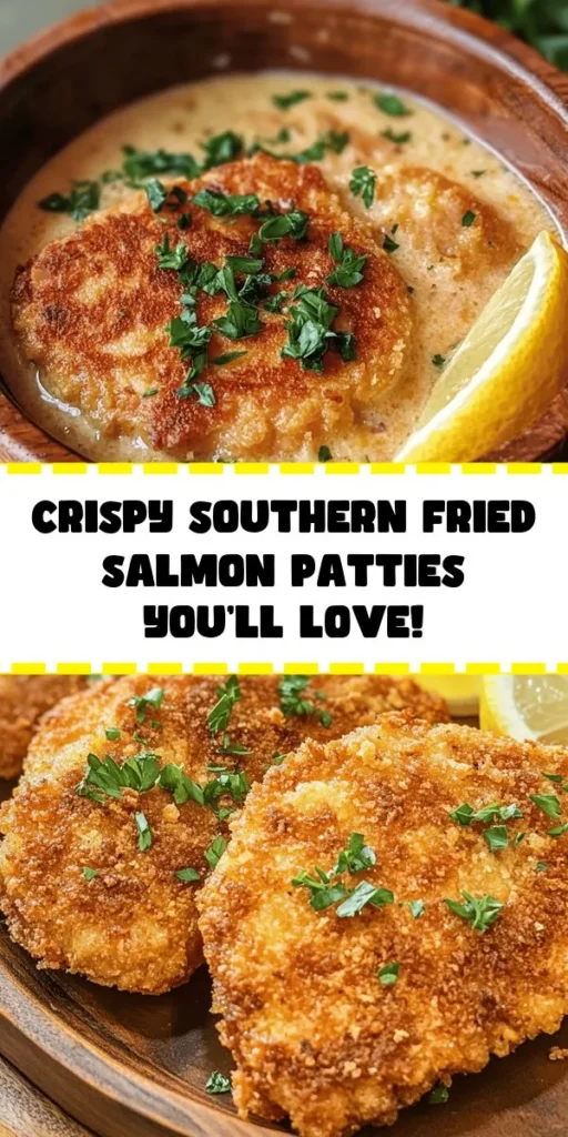 Discover the delicious flavor of homemade Crispy Southern Fried Salmon Patties! 🐟✨ This easy recipe combines fresh salmon with onions, bell pepper, and spices, all coated in seasoned breadcrumbs for a perfect crunch. Form the mixture into patties, chill, and fry them to golden perfection. Serve with lemon wedges for an extra zing. Ideal as a main dish or appetizer, this meal is sure to impress family and friends! Enjoy seafood done right!