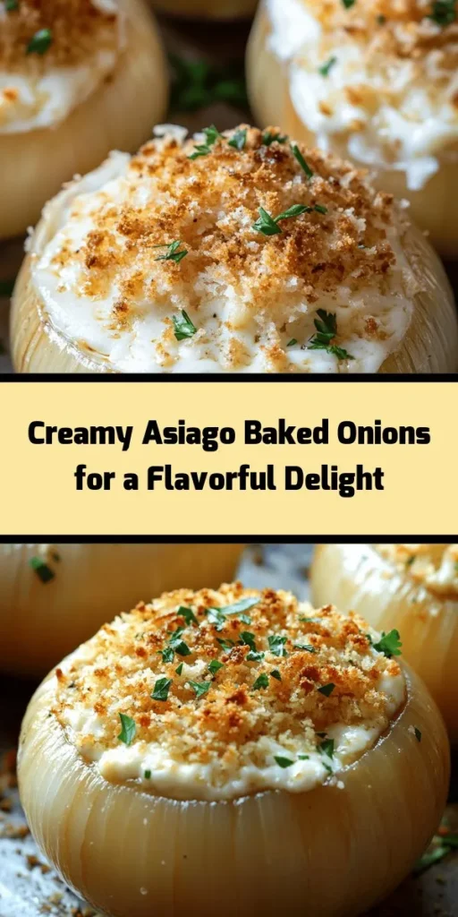 Discover this delicious recipe for Asiago Creamy Baked Onions! These flavorful onions are hollowed and filled with a rich mixture of heavy cream, Asiago cheese, and fresh herbs for an irresistible dish. Baked to perfection with a golden breadcrumb topping, they make a wonderful side or appetizer. Perfect for gatherings or cozy dinners at home, these creamy onions are sure to impress. Try this simple recipe that adds a gourmet touch to your table!