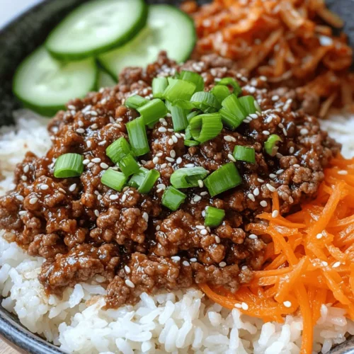 Are you looking for a quick, delicious, and healthful meal option that brings the rich flavors of Korean cuisine right into your home kitchen? The Savory Korean Ground Beef Bowl is exactly what you need. This dish offers a perfect blend of taste and nutrition, making it an excellent choice for busy weeknights or even a casual weekend dinner with family and friends. The beauty of this recipe lies not just in its tantalizing flavors, but also in its ease of preparation. With minimal cooking time, you can whip up a wholesome meal that satisfies your cravings while keeping your diet balanced.