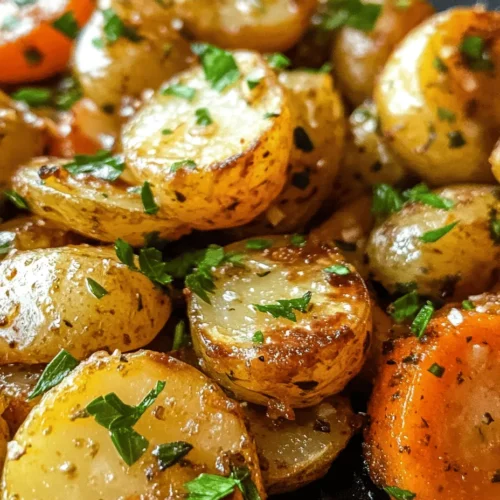 Garlic Herb Roasted Potatoes, Carrots, and Zucchini is a delightful medley of vibrant vegetables that brings comfort and flavor to any meal. This dish showcases the natural sweetness of the vegetables while enhancing their taste with aromatic herbs and spices. Whether served as a side dish for a casual family dinner or as part of a festive spread, these roasted veggies are not only delicious but also incredibly nourishing.