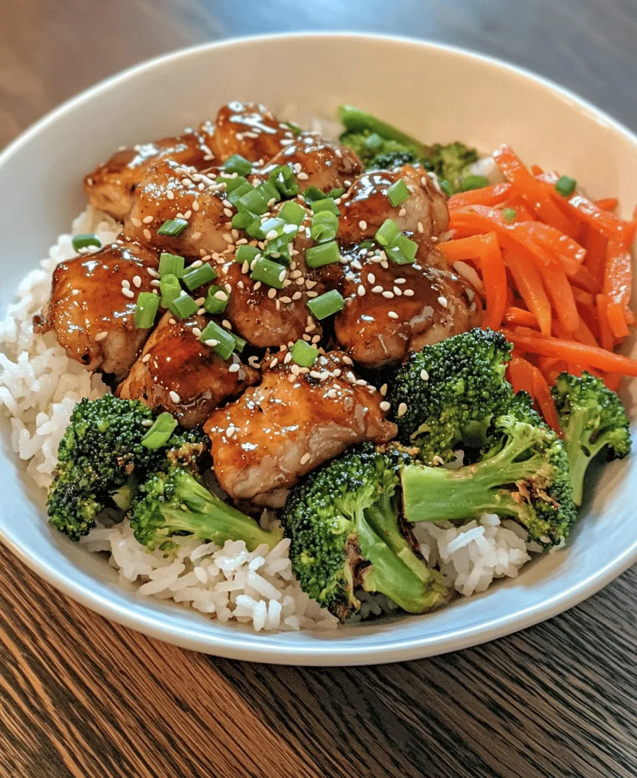 The Teriyaki Chicken Rice Bowl is a delightful fusion of flavors that brings the essence of Japanese cuisine right to your dinner table. This dish perfectly balances tender marinated chicken, vibrant vegetables, and fluffy jasmine rice, creating a wholesome and satisfying meal. It's a dish that appeals to both the eyes and the palate, making it a perfect choice for family dinners or entertaining guests. The subtle sweetness of the teriyaki sauce combined with the savory notes of grilled chicken and the freshness of vegetables creates a symphony of flavors that is hard to resist.