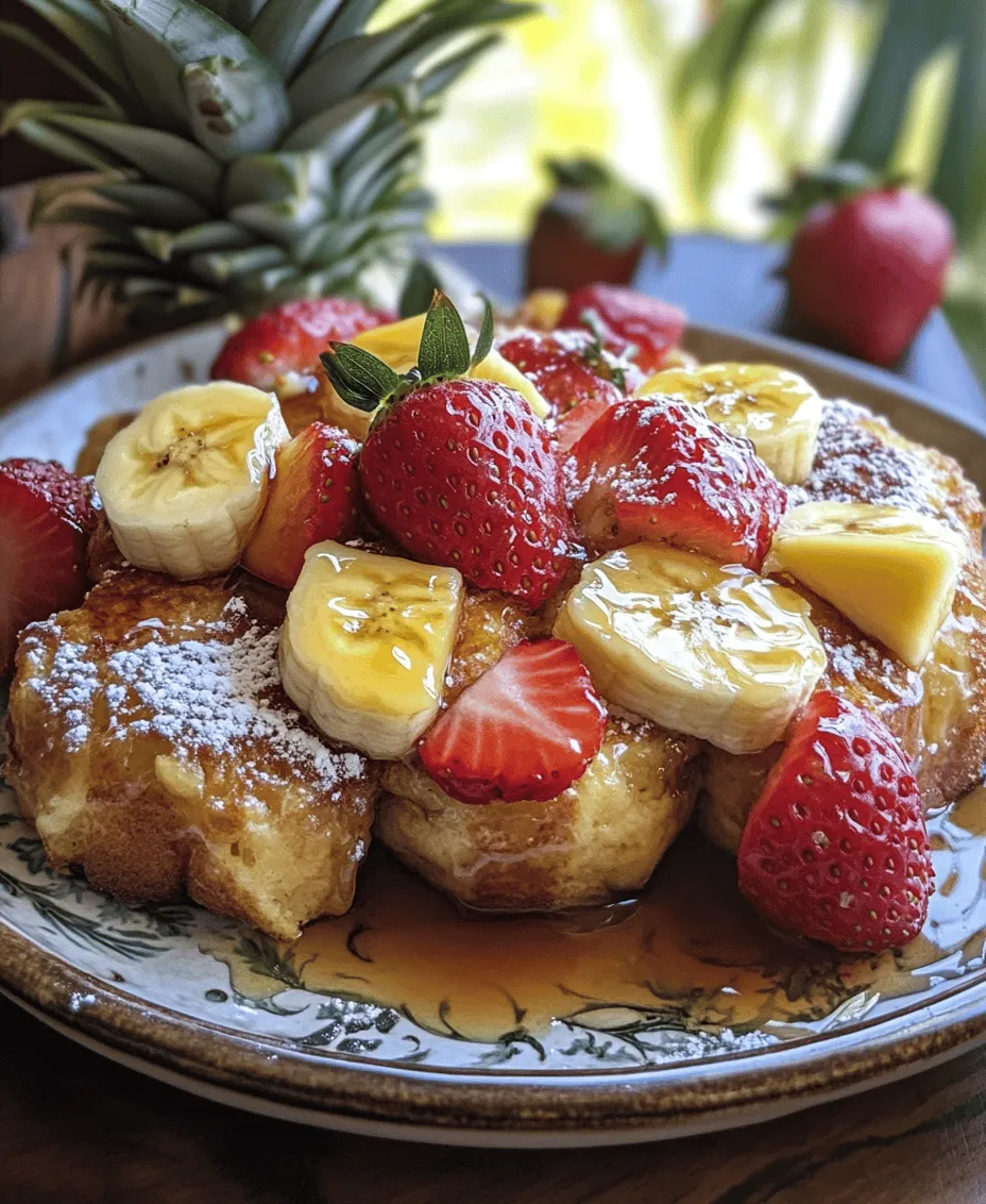 In the world of breakfast delights, few dishes can compete with the comforting, sweet, and indulgent flavors of French toast. This beloved breakfast staple has been enjoyed for generations, celebrated for its versatility and ability to transform stale bread into a delectable morning treat. But what if you could elevate this classic dish to new heights? Imagine infusing the traditional French toast with the tropical sweetness of Hawaiian rolls. This is where our Tropical Paradise Hawaiian Roll French Toast comes into play—a recipe that combines the buttery softness of Hawaiian rolls with a rich, custardy batter that is incredibly easy to whip up, making it perfect for any occasion.
