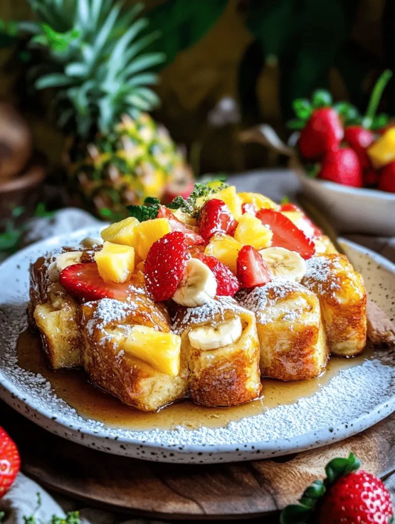 In the world of breakfast delights, few dishes can compete with the comforting, sweet, and indulgent flavors of French toast. This beloved breakfast staple has been enjoyed for generations, celebrated for its versatility and ability to transform stale bread into a delectable morning treat. But what if you could elevate this classic dish to new heights? Imagine infusing the traditional French toast with the tropical sweetness of Hawaiian rolls. This is where our Tropical Paradise Hawaiian Roll French Toast comes into play—a recipe that combines the buttery softness of Hawaiian rolls with a rich, custardy batter that is incredibly easy to whip up, making it perfect for any occasion.