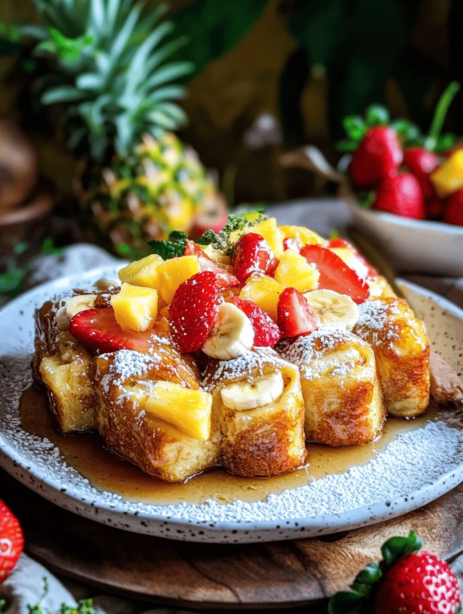 In the world of breakfast delights, few dishes can compete with the comforting, sweet, and indulgent flavors of French toast. This beloved breakfast staple has been enjoyed for generations, celebrated for its versatility and ability to transform stale bread into a delectable morning treat. But what if you could elevate this classic dish to new heights? Imagine infusing the traditional French toast with the tropical sweetness of Hawaiian rolls. This is where our Tropical Paradise Hawaiian Roll French Toast comes into play—a recipe that combines the buttery softness of Hawaiian rolls with a rich, custardy batter that is incredibly easy to whip up, making it perfect for any occasion.