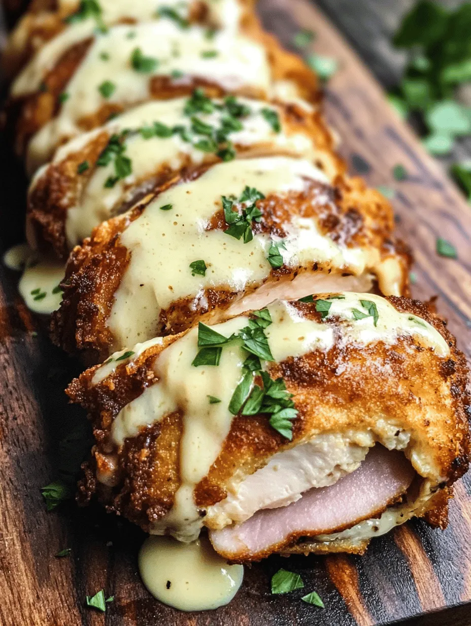 Chicken Cordon Bleu is a classic dish that has won the hearts of many with its delightful combination of flavors and textures. This elegant and delicious meal features tender chicken breasts stuffed with savory ham and melted Swiss cheese, all encased in a crispy, golden-brown breadcrumb coating. The contrast between the juicy chicken, the rich cheese, and the smoky ham creates a culinary experience that is as satisfying to the palate as it is pleasing to the eye.