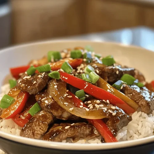 Sizzling Pepper Steak with Onions is not just a dish; it’s an experience that combines the rich flavors of tender steak and vibrant vegetables, all brought together in a quick and delicious stir-fry. Perfect for busy weeknights or a delightful weekend dinner, this recipe showcases how simple ingredients can create a meal that’s both comforting and impressive. The sizzling sound, the colorful presentation, and the mouthwatering aroma all contribute to making this dish a favorite in many households.