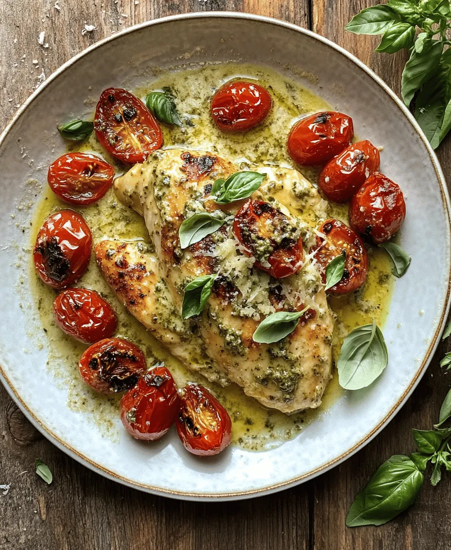 Creamy Pesto Chicken with Roasted Tomatoes is more than just a meal; it's a celebration of flavors and textures that come together in perfect harmony. Imagine tender chicken breasts smothered in a luscious creamy sauce infused with the vibrant taste of basil pesto, complemented by the sweet, concentrated flavor of roasted tomatoes. This dish is not only visually appealing but also a feast for the senses, making it a perfect centerpiece for any dinner table.