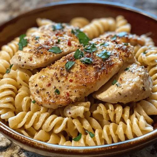 If you’re on the lookout for a comforting, flavorful dish that can be prepared in a pinch, look no further than creamy garlic butter chicken and rotini in Parmesan sauce. This delectable recipe marries tender chicken breasts with rich, garlicky butter sauce, enveloped in a luscious Parmesan cream that clings to spiraled rotini pasta. This dish is a true showstopper, ideal for weeknight dinners or special occasions alike, promising satisfaction and a hearty meal without spending hours in the kitchen.