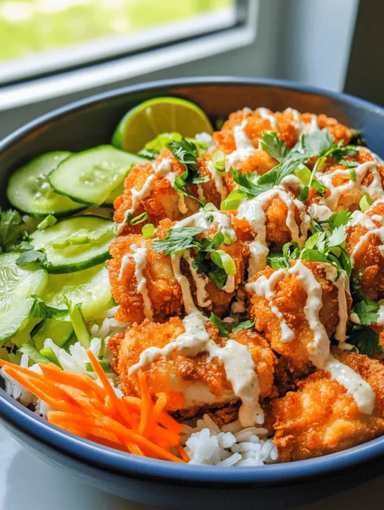 The Bang Bang Chicken Bowl is a delightful fusion of flavors and textures that promises to tantalize your taste buds and elevate your dining experience. This dish brings a taste of Asian-inspired cuisine right to your kitchen, combining crispy chicken, fragrant jasmine rice, and a vibrant medley of fresh vegetables, all drizzled with a creamy, spicy sauce that is sure to please. Its unique combination of elements makes it an ideal choice for busy weeknights when you need a quick yet satisfying meal, or it can be a stunning centerpiece for gatherings, impressing your guests with its gourmet flair and delicious presentation.